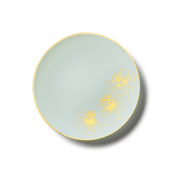 Antique Turquoise and Gold Round Plastic Plates - Orchid