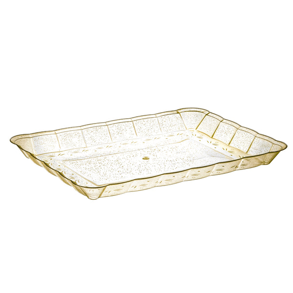 Scalloped Gold Glitter Rectangular Serving Tray - 4 Count
