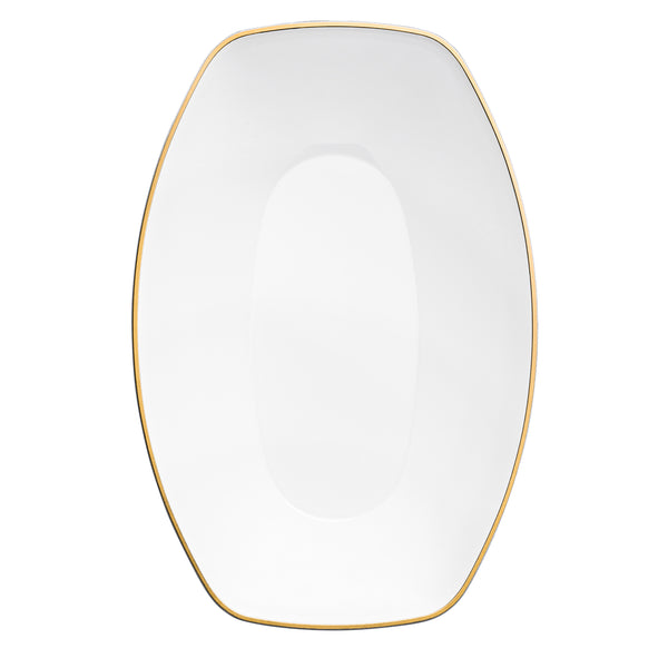 72 oz. White And Gold Rim Oval Salad Bowl - 4 Count