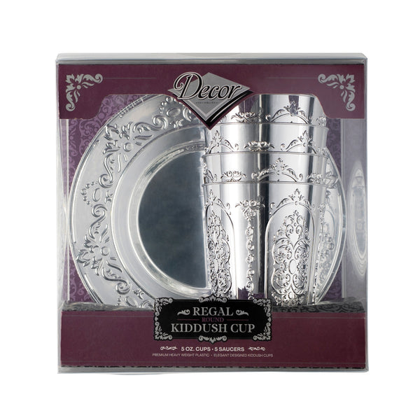 Round Kiddush Cups with Trays 5 Pack - Regal