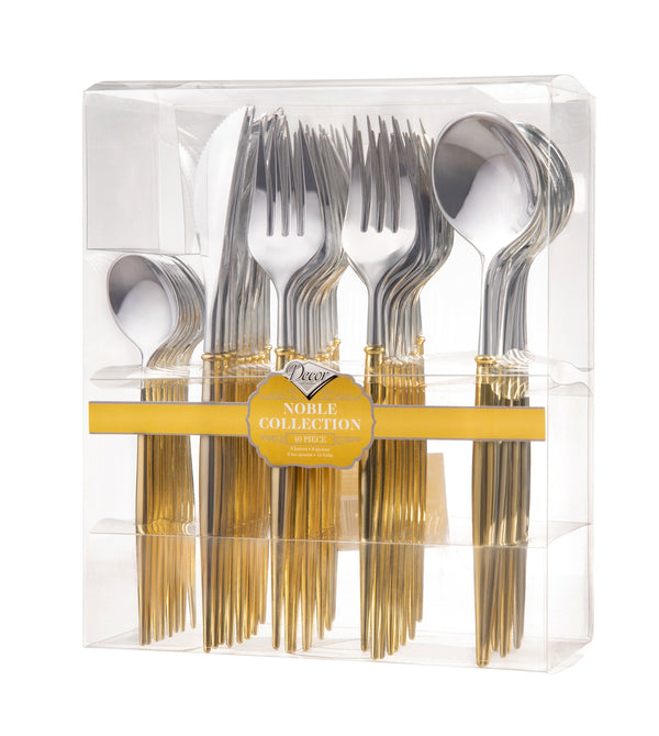 Noble Collection Silver And Gold Flatware Set 40 Count-Setting for 8