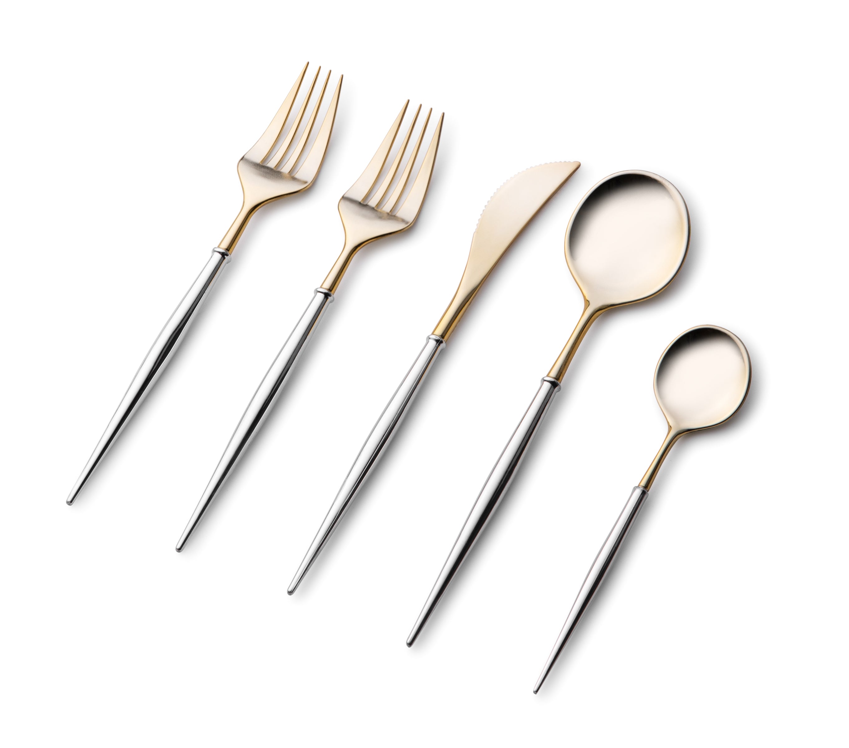 Black & Gold Plastic Cutlery Set for 8