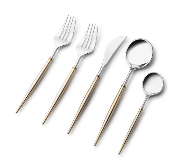 Noble Collection Silver And Gold Flatware Set 40 Count-Setting for 8