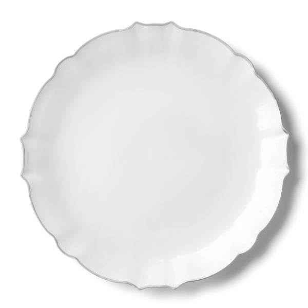 White and Silver Round Plastic Plates 10 Count - Luxe