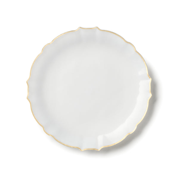 White and Gold Round Plastic Plates 10 Count - Luxe