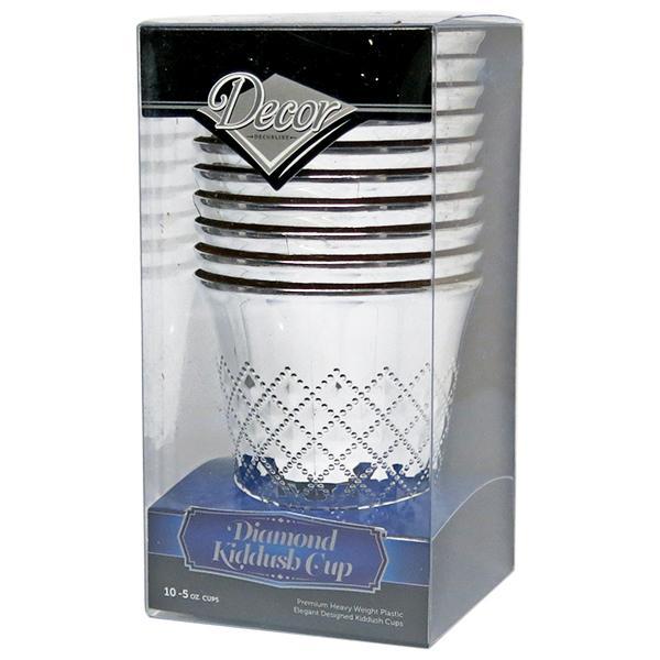 Silver Plastic Diamond Kiddish Cup 10 Pack - Posh Setting