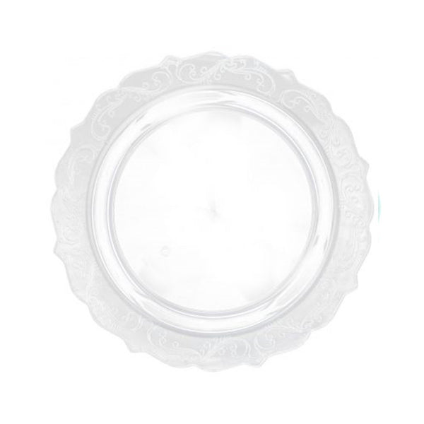 10.25 Inch Clear Round Plastic Dinner Plate - Elegant - Posh Setting