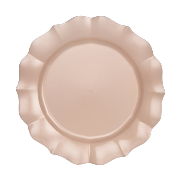 40 Pack Pink Round Plastic Dinnerware Value Set (20 Guests) - Scalloped