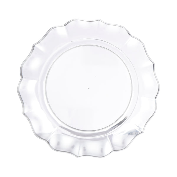 40 Pack Clear Round Plastic Dinnerware Value Set  (20 Guests) - Scalloped