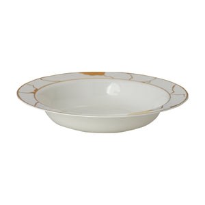 Cream and Gold Round Plastic Bowl Marble