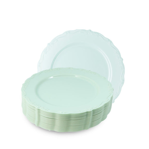 10 Inch Green Round Plastic Dinner Plate - Casual - Posh Setting