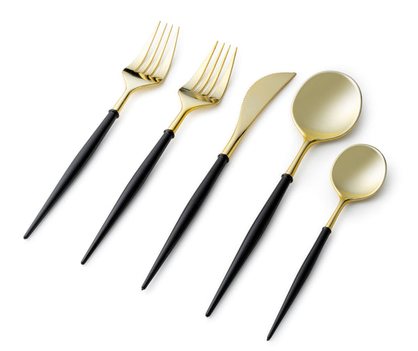 Noble Collection Gold And Black Flatware Set 40 Count-Setting for 8