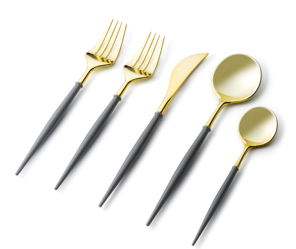 Noble Collection Gold And Gray Flatware Set 40 Count-Setting for 8