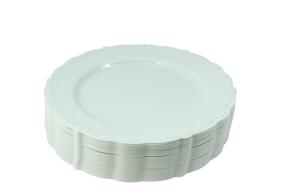 60 Piece Green Round Plastic Dinnerware Value Set - Casual