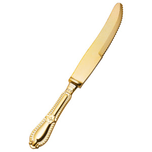 Disposbale Shiny Metallic Gold Plastic Knives - Baroque - Posh Setting