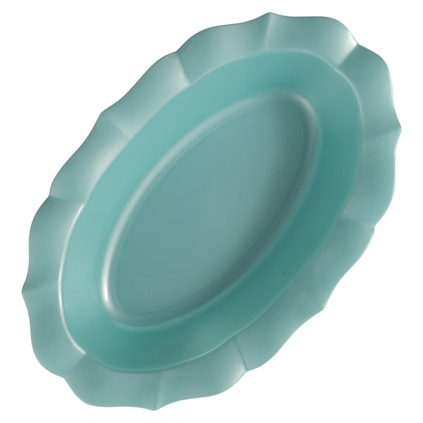 Turquoise Round Plastic Plates - Scalloped