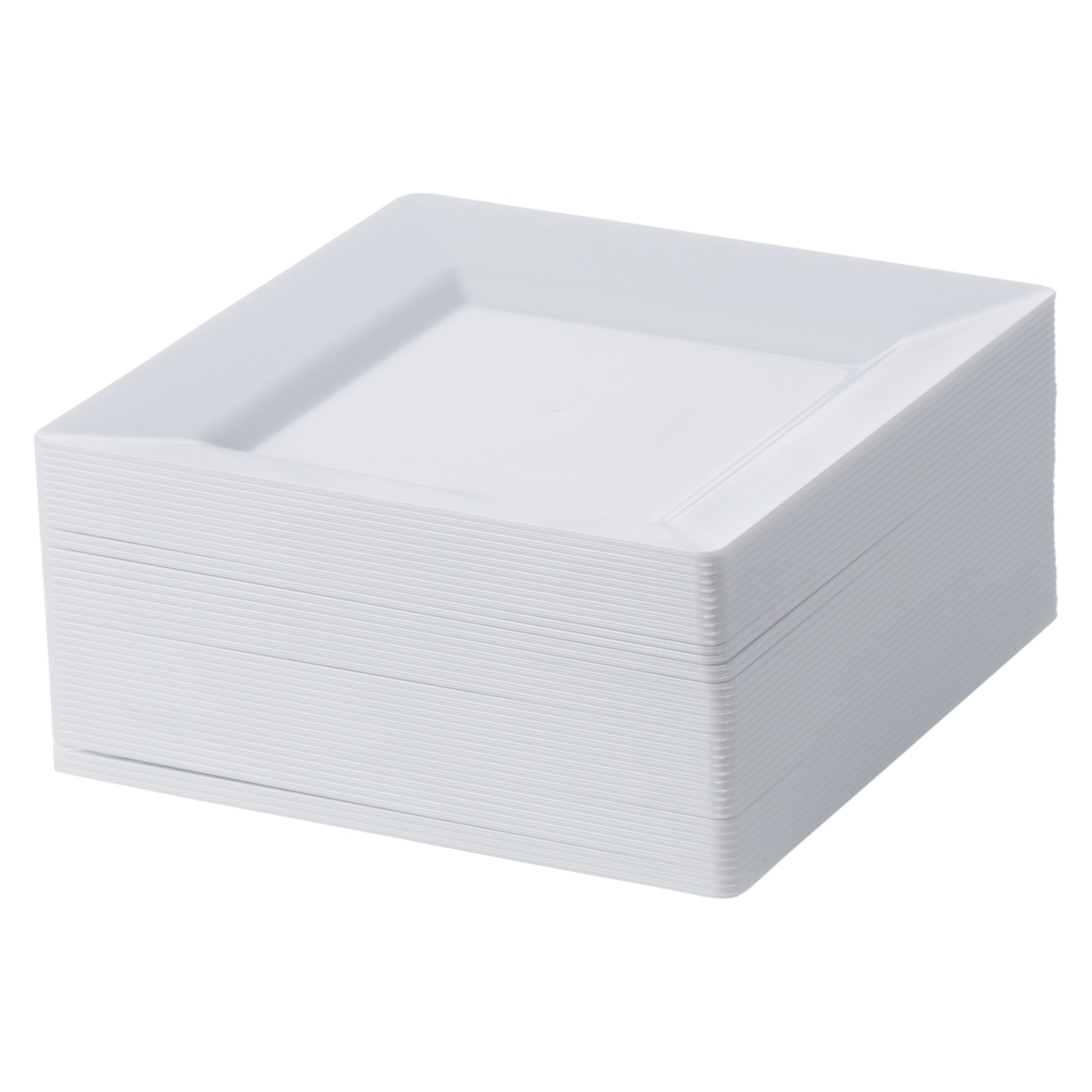White Square Plastic Plates 10 Pack - Carre 4.5 inch Salad/Dessert Plates - Posh Setting