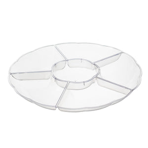 14 inch Clear Plastic Round 6 Compartment Serving Tray - Posh Setting