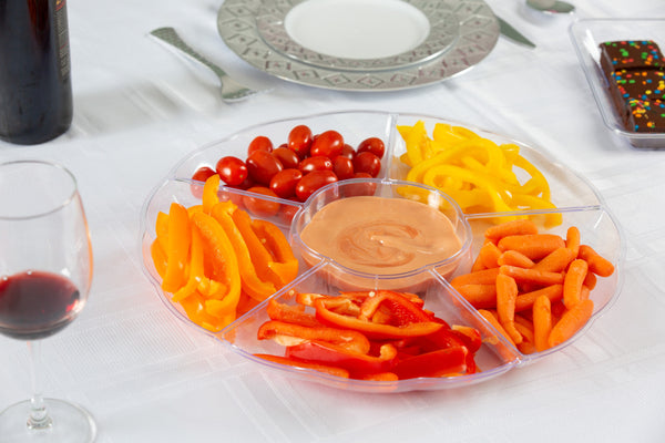 12 inch Clear Plastic Round 6 Compartment Serving Tray