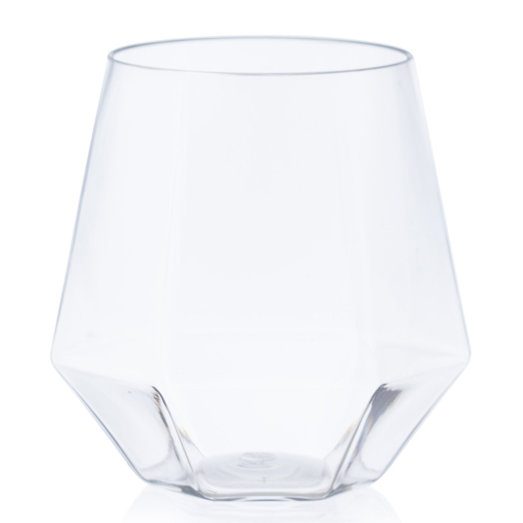 HomeyGear 6 Pack Plastic Diamond Shaped Wine Glasses BPA Free Clear Goblets Stemless 12 oz Disposable Elegant Drink Cups for Parties Wedding