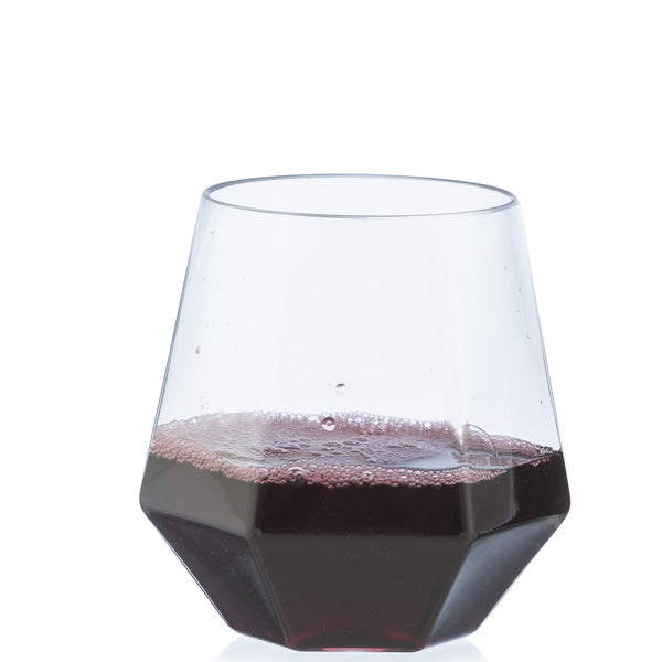 12 oz Clear Stemless Diamond Shaped Wine Glasses