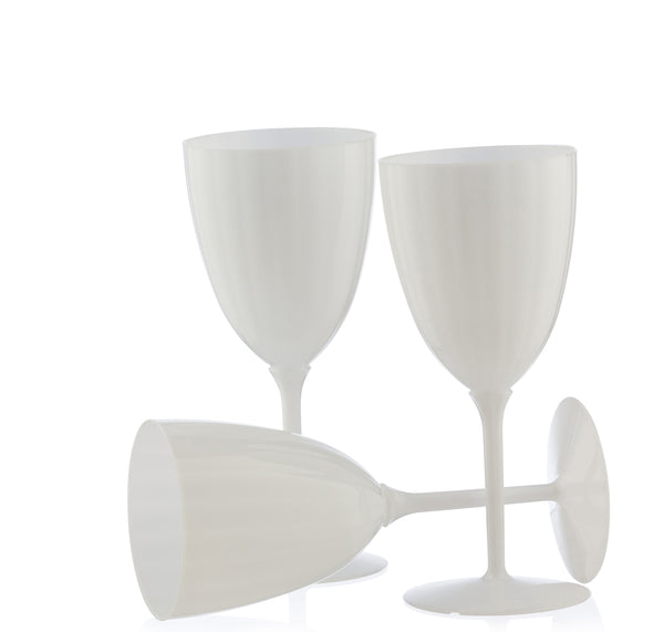 7 Oz 1-Piece White Plastic Disposable Wine Goblet - 8 Pack