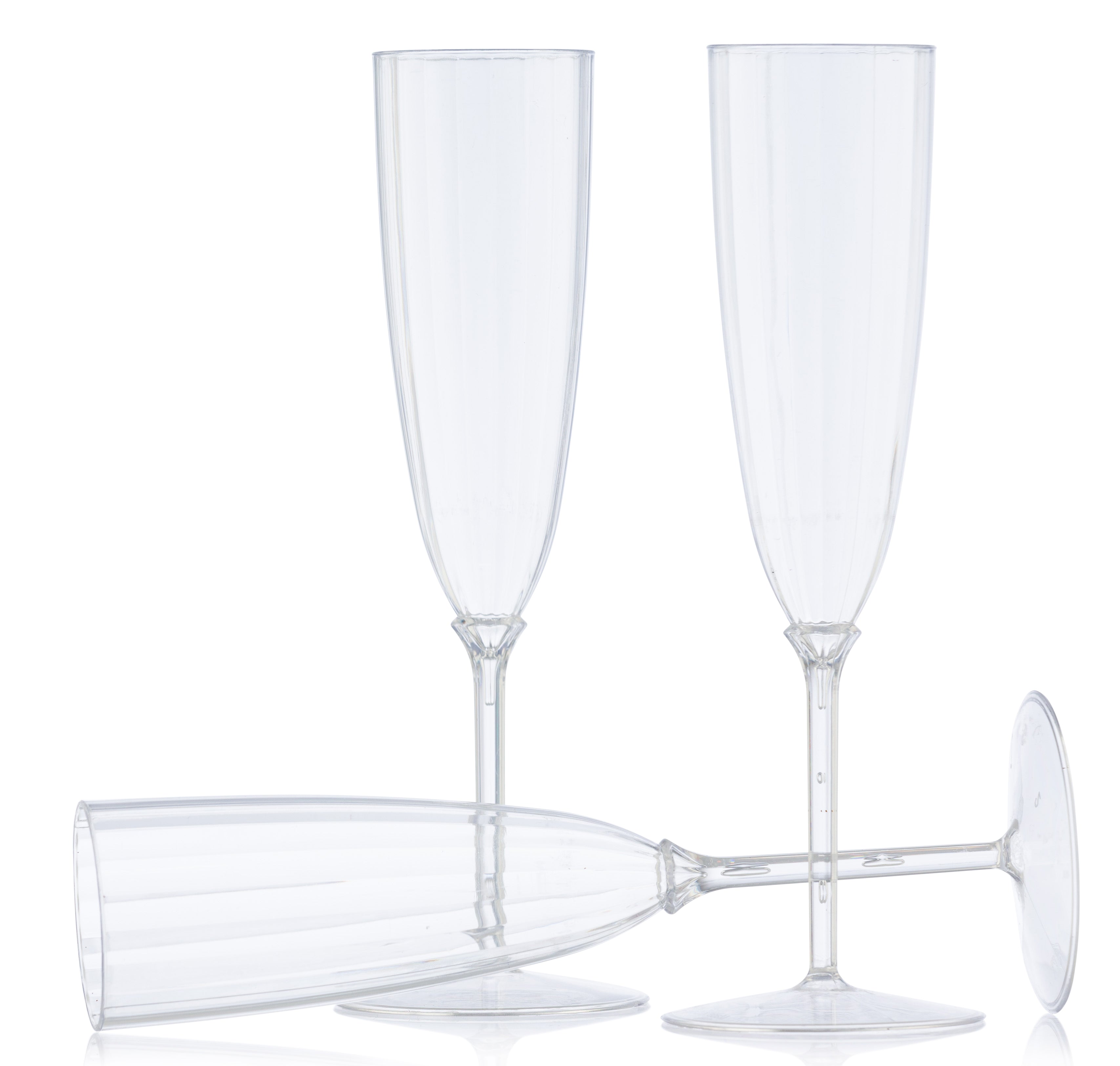 [8 Pack - 6 oz.] Plastic Champagne Flutes White Disposable Champagne  Toasting Glasses Fancy Stemmed Cups for Parties, Weddings, and Dining  Durable