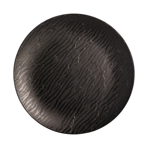 Black Round Plastic Plates - Mahogany