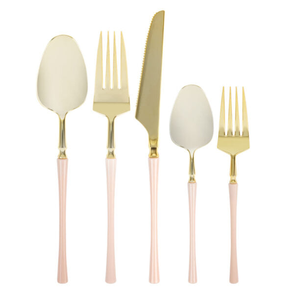 Infinity Collection Gold/Pink Flatware 20 Count