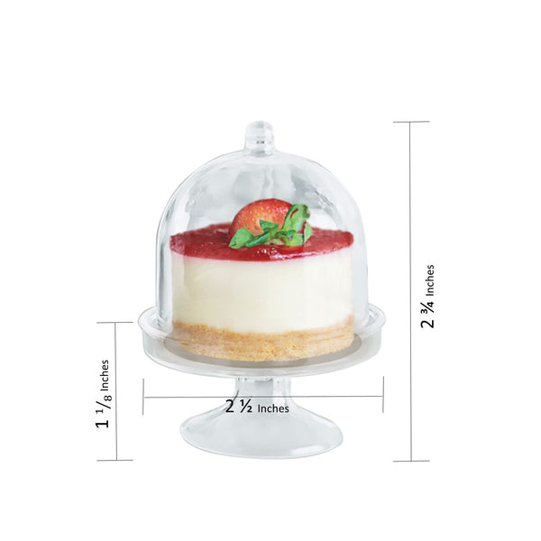 Clear Plastic Mini Cake Plate with Stand and Dome Cover-5 Count