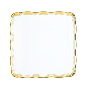 12 X 12 Inch Square White and Gold Rim Plastic Serving Tray 6 Pack - Posh Setting