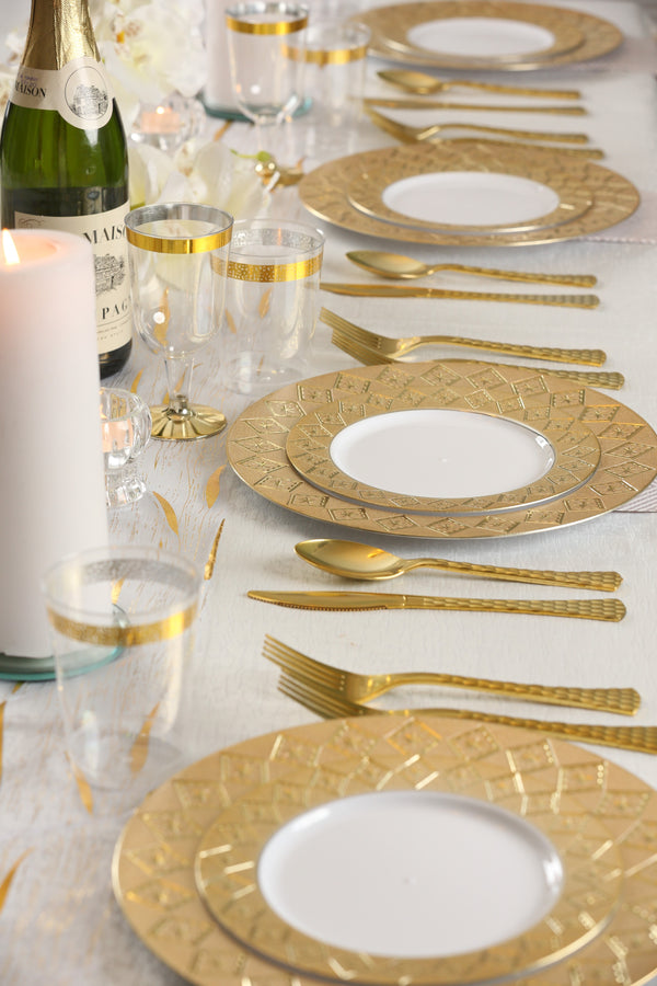 White and Gold Round Plastic Plates - Imperial