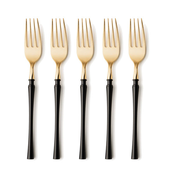 Fusion Collection Black/Gold Forks 20 Count