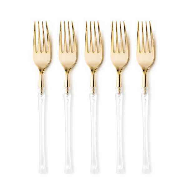 Fusion Collection Clear/Gold Forks 20 Count