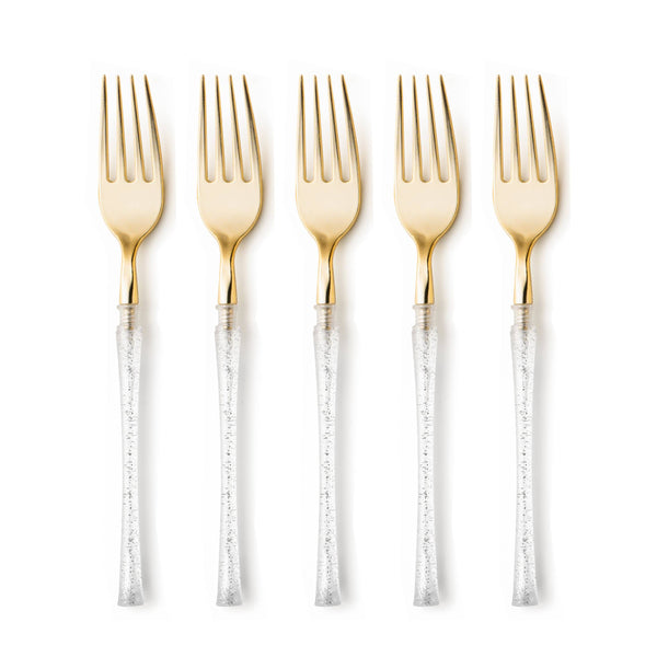 Fusion Collection Silver Glitter/Gold Forks 20 Count