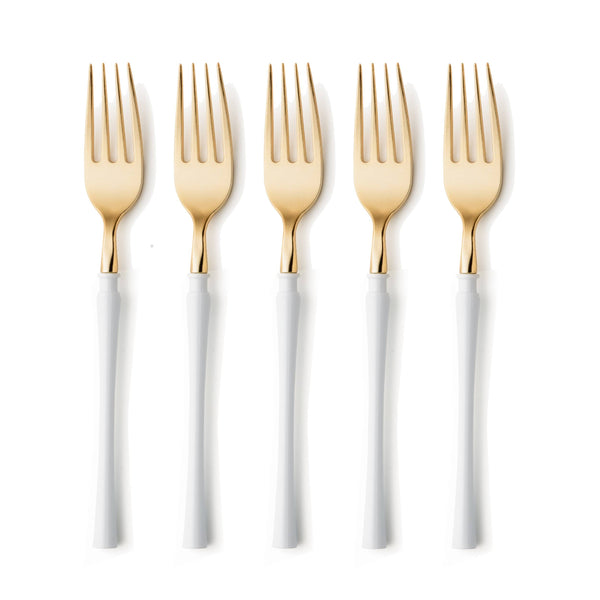 Fusion Collection White/Gold Forks 20 Count