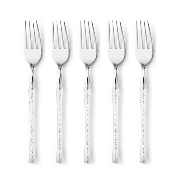 Fusion Collection Silver Glitter/Silver Forks 20 Count