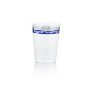 10 oz. Clear Blue Silver Rim Plastic Cups 20 Pack - Royal - Posh Setting
