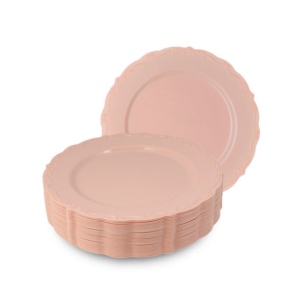 10 Inch Pink Round Plastic Dinner Plate - Casual - Posh Setting
