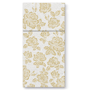 Subtle Roses Airlaid Gold Pocket Napkin 1/8 Fold - 25 pack - Posh Setting