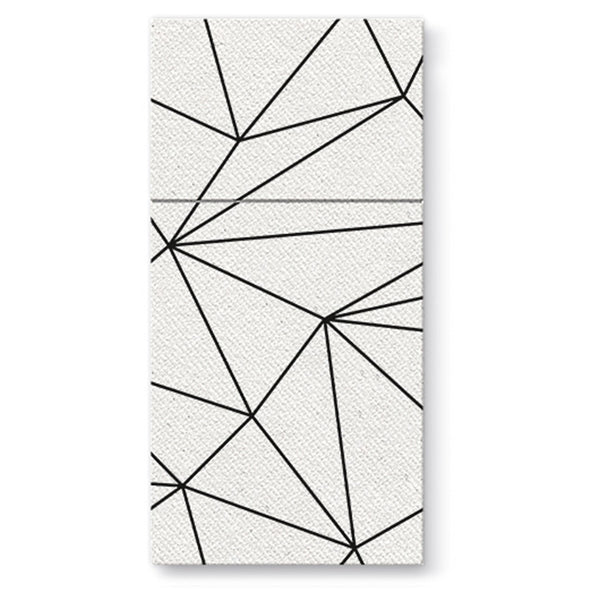 Geometric Lines Airlaid White Pocket Napkin 1/8 Fold - 25 pack - Posh Setting