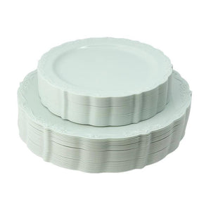60 Piece Combo Pack Green Round Plastic Dinnerware value set - Casual - Posh Setting