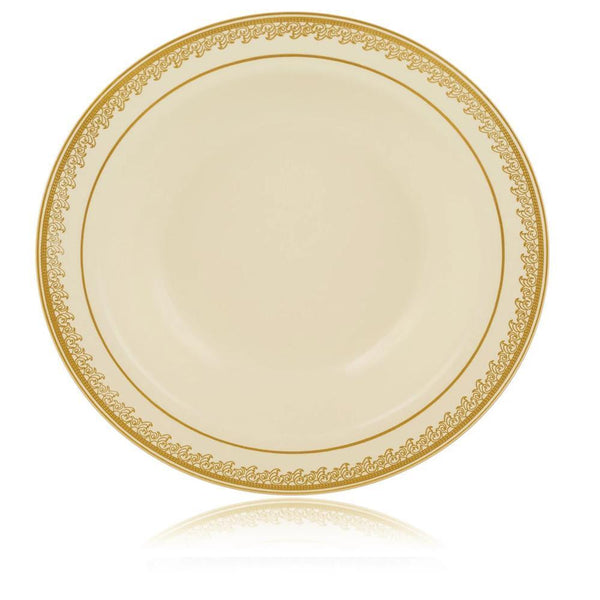 Cream and Gold Round Plastic Plates - Prestige