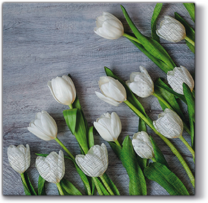 White Tulips Floral Lunch Napkin - 20 Pack - Posh Setting