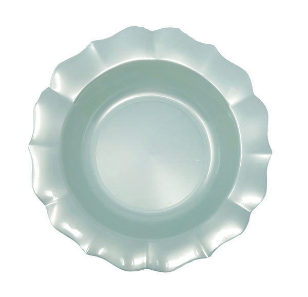 Turquoise Round Plastic Plates - Scalloped