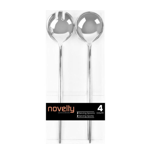 Novelty Collection Serving Spoon & Spork Silver - 4 Pack