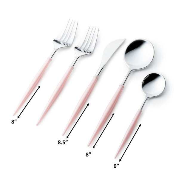 Noble Collection Silver And Blush Flatware Set 40 Count-Setting for 8