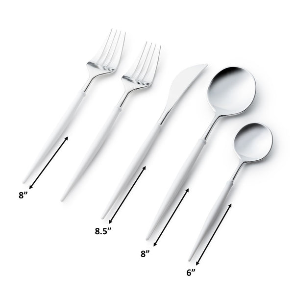 Noble Collection Silver And White Flatware Set 40 Count-Setting for 8