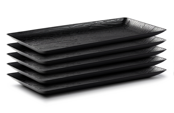 6.25 x 14 Inch Rectangle Black Serving Tray