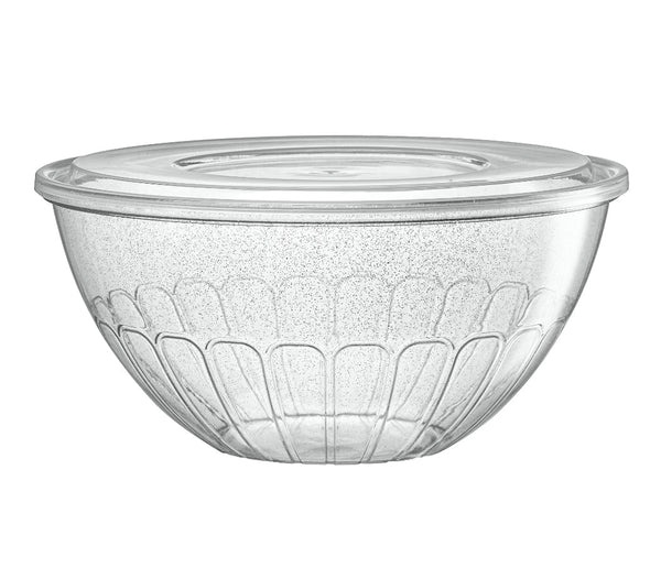Silver Glitter Salad Bowl With Lids - 3 Count